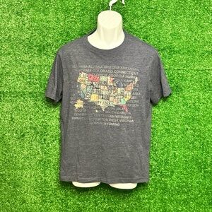 Banana Republic Gray Short Sleeve Tee with Map Design